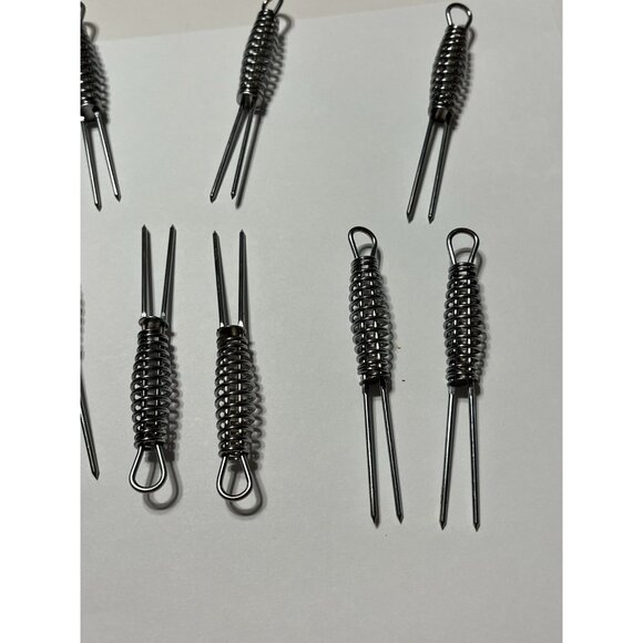 Lot of 12 Corn Cob Holders Skewers Stainless Steel Spiral Handle Forks Vintage - Picture 3 of 11